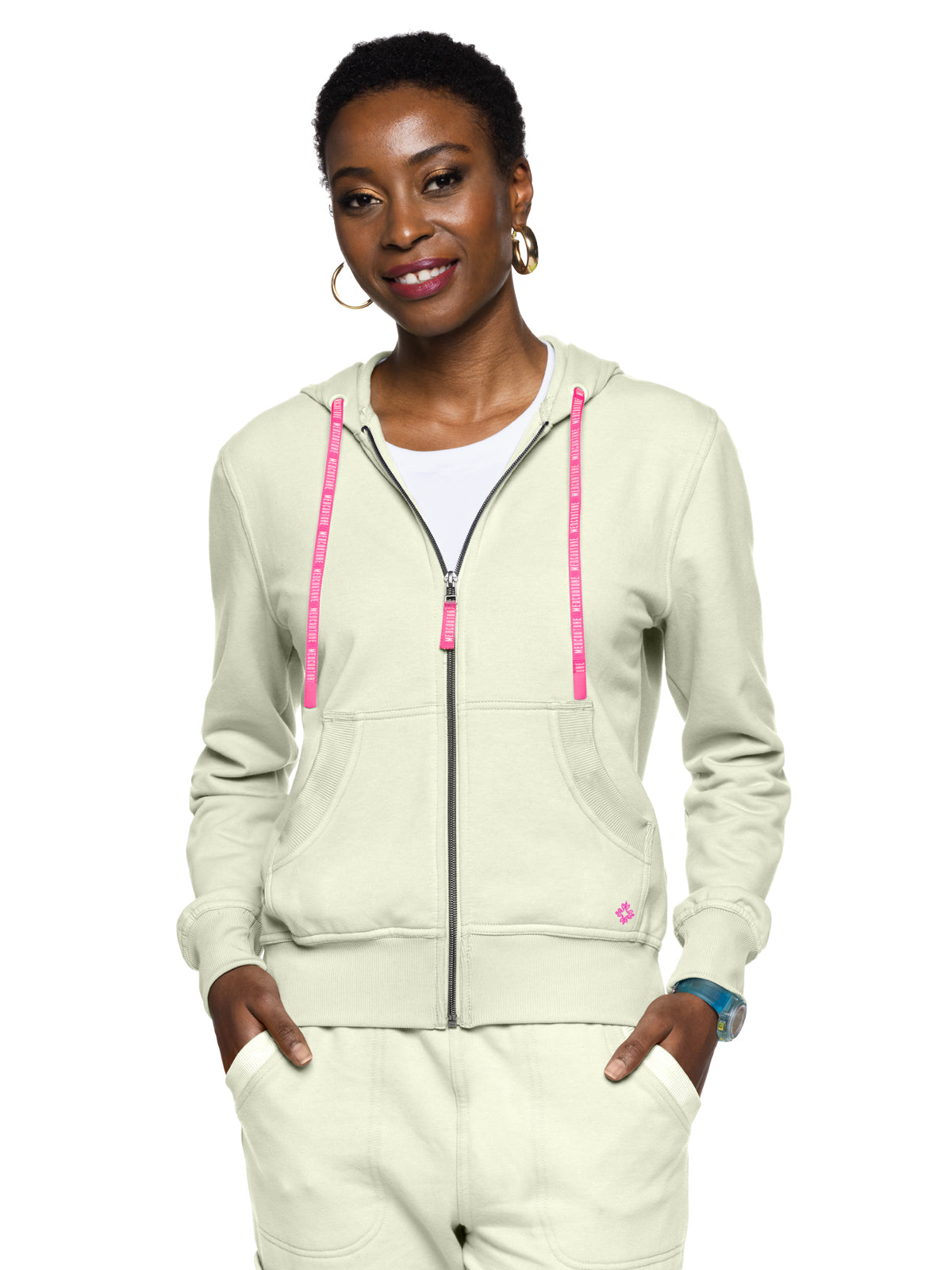 Women's 2-Pocket Zip Front Hoodie Sweatshirt - 316 - Sweet Cream