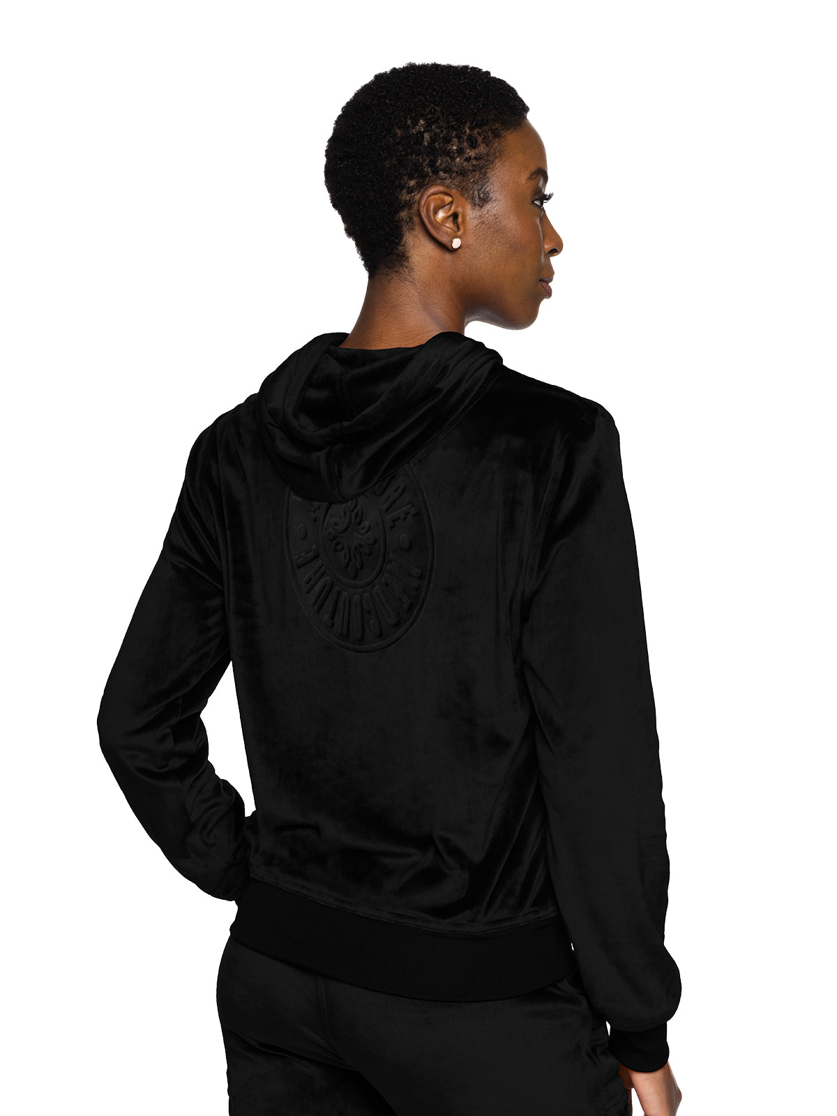 Women's 2-Pocket Zip Front Hoodie Sweatshirt - 317 - Black