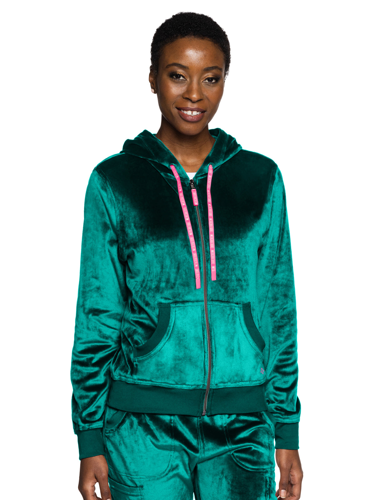 Women's 2-Pocket Zip Front Hoodie Sweatshirt - 317 - Deep Emerald