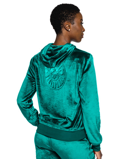 Women's 2-Pocket Zip Front Hoodie Sweatshirt - 317 - Deep Emerald