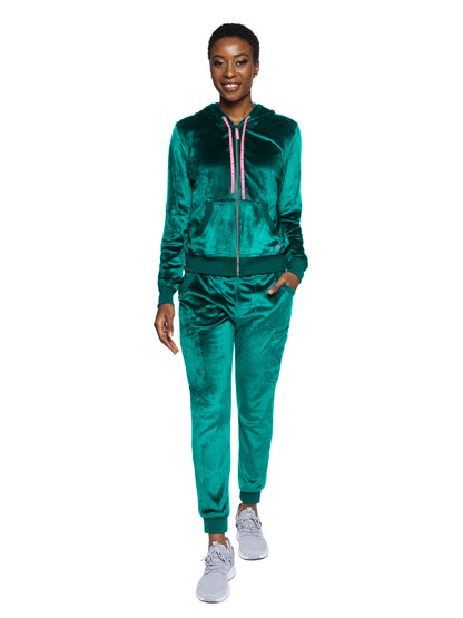 Women's 2-Pocket Zip Front Hoodie Sweatshirt - 317 - Deep Emerald