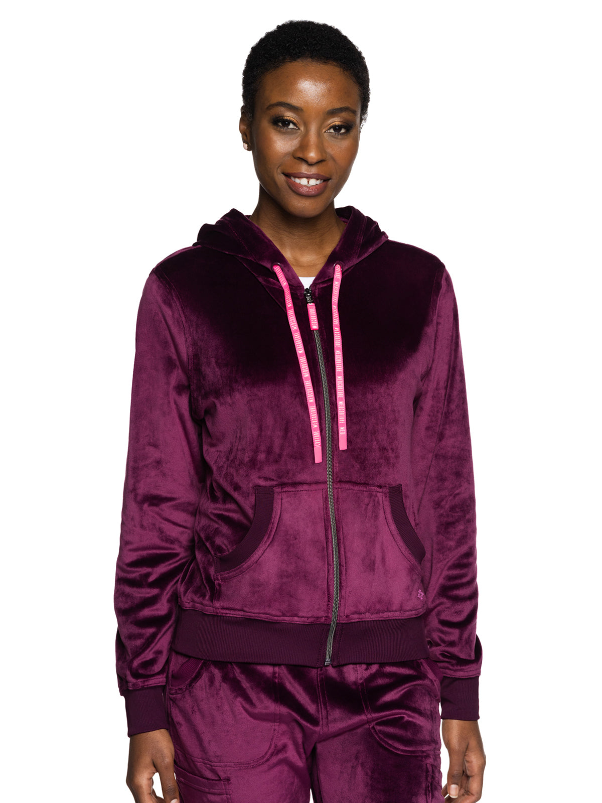 Women's 2-Pocket Zip Front Hoodie Sweatshirt - 317 - Wine