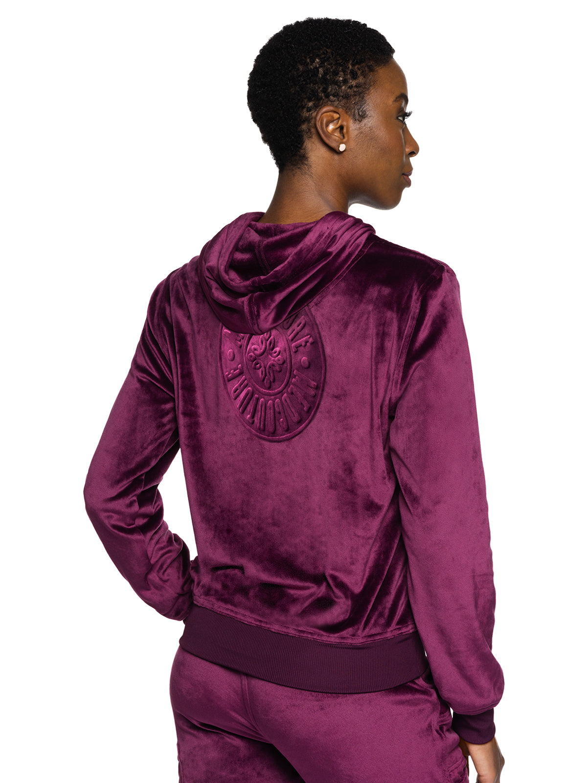 Women's 2-Pocket Zip Front Hoodie Sweatshirt - 317 - Wine