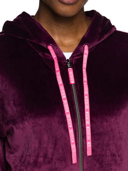 Women's 2-Pocket Zip Front Hoodie Sweatshirt - 317 - Wine