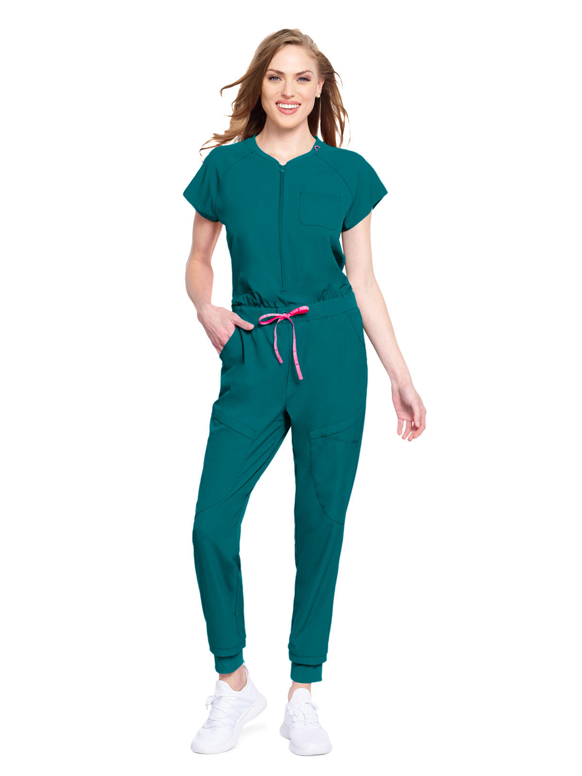 Women's 5-Pocket Zip Front Jump Suit - 502 - Deep Emerald