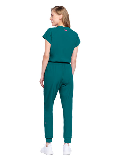 Women's 5-Pocket Zip Front Jump Suit - 502 - Deep Emerald