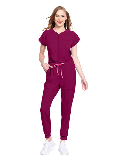 Women's 5-Pocket Zip Front Jump Suit - 502 - Wine