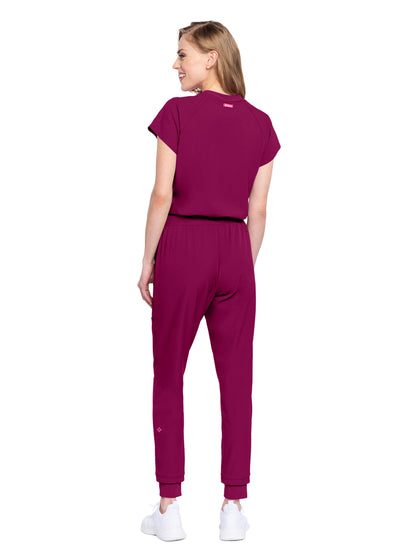 Women's 5-Pocket Zip Front Jump Suit - 502 - Wine