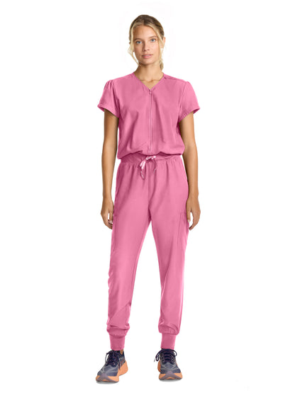 Women's 4-Pocket Zip Front Jumpsuit - 510 - Taffy Pink