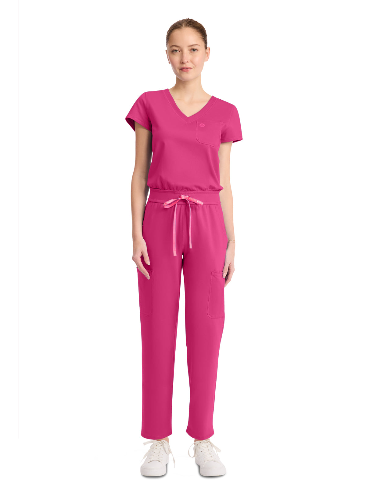Women's 5-Pocket V-Neck Jumpsuit - 550 - Pink Power