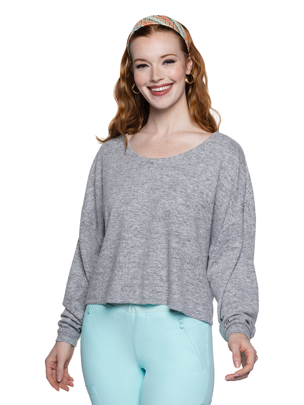 Women's Pocketless Reversible Pullover Top - 601 - Heather Fog Grey