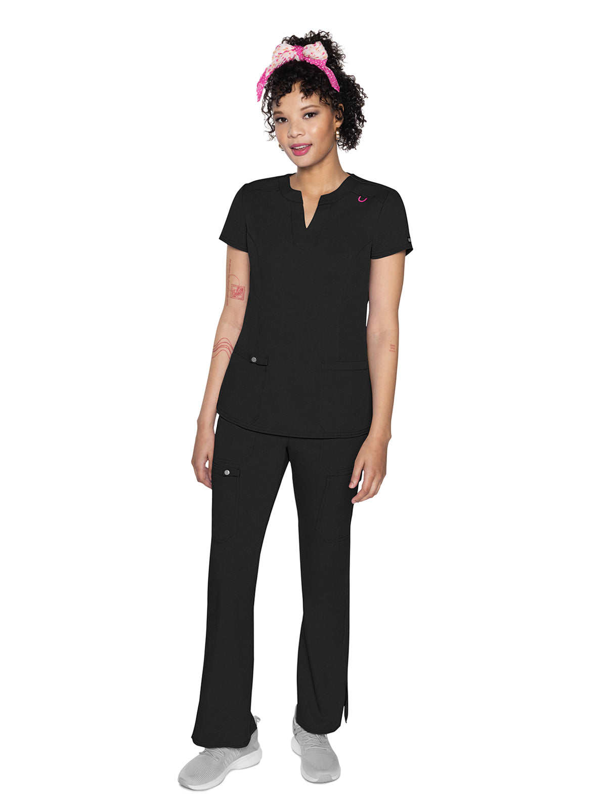 Women's 2-Pocket Round Neck Top - 607 - Black