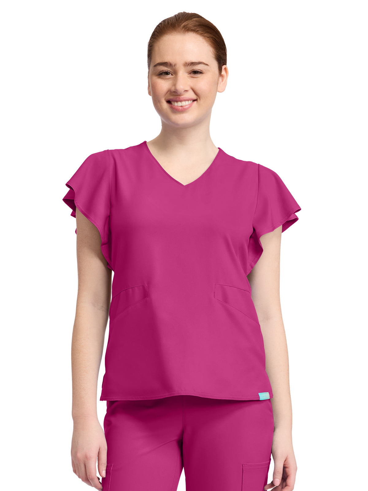 Women's 2-Pocket V-Neck Scrub Top - 611 - Aurora Berryalis