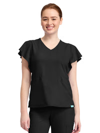 Women's 2-Pocket V-Neck Scrub Top - 611 - Black