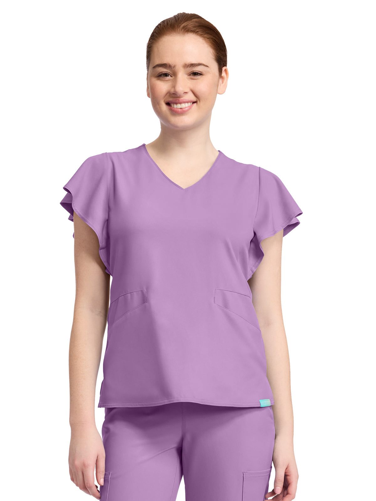 Women's 2-Pocket V-Neck Scrub Top - 611 - Lilac