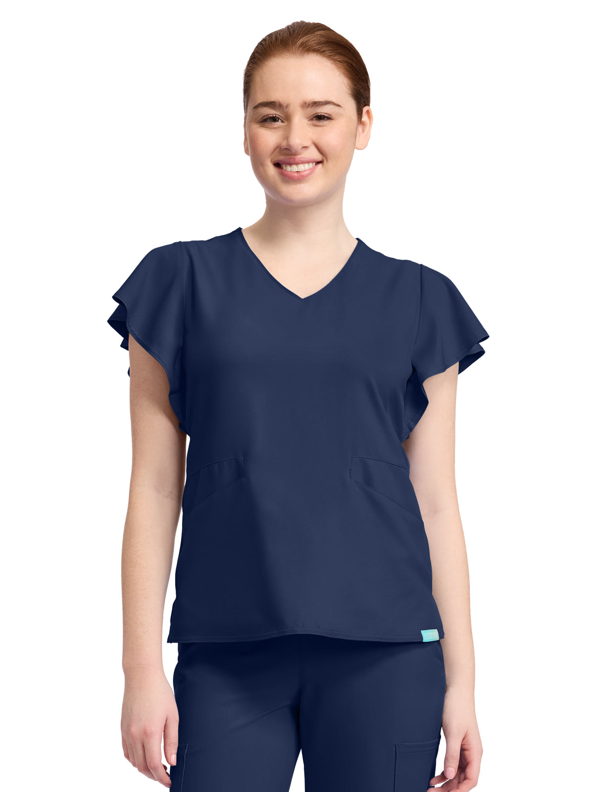 Women's 2-Pocket V-Neck Scrub Top - 611 - Navy