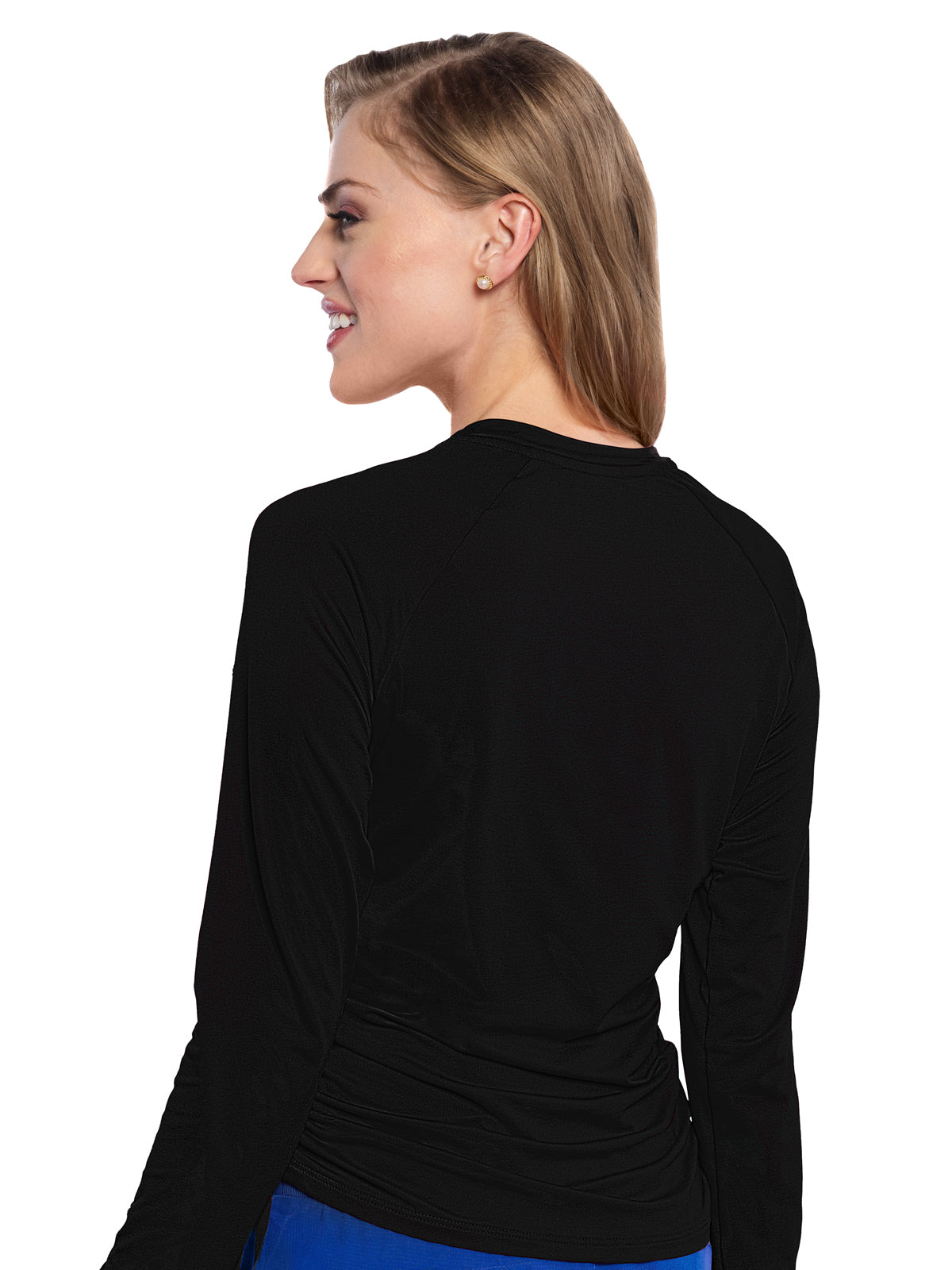 Women's Pocketless Long Sleeve Underscrub Shirt - 700 - Black