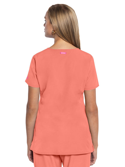 Women's 3-Pocket V-Neck Scrub Top - 702 - Coral Fusion