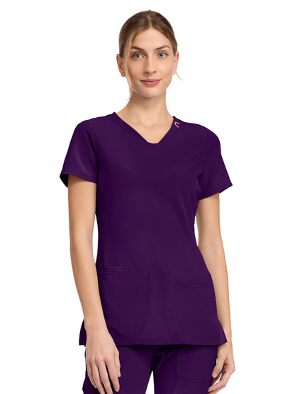 Women's 3-Pocket V-Neck Top - 702 - Eggplant