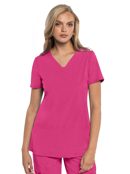 Women's 3-Pocket V-Neck Scrub Top - 702 - Pink Power