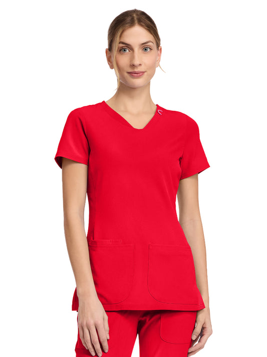 Women's 3-Pocket V-Neck Top - 702 - Solar Flare