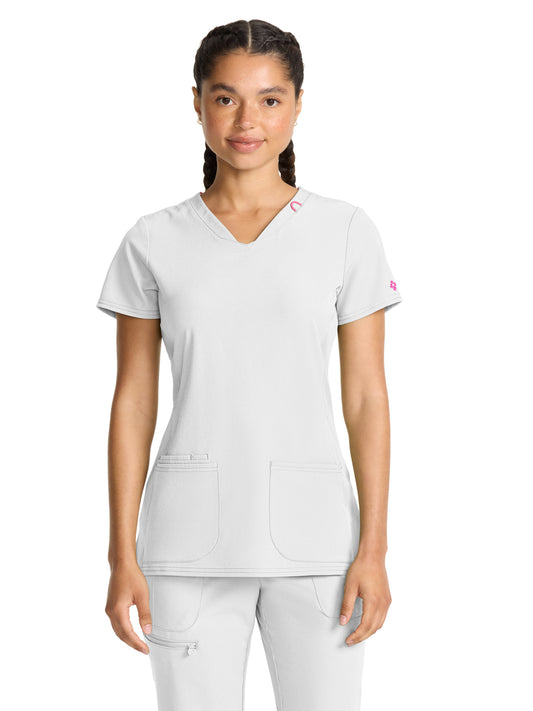 Women's 3-Pocket V-Neck Top - 702 - White