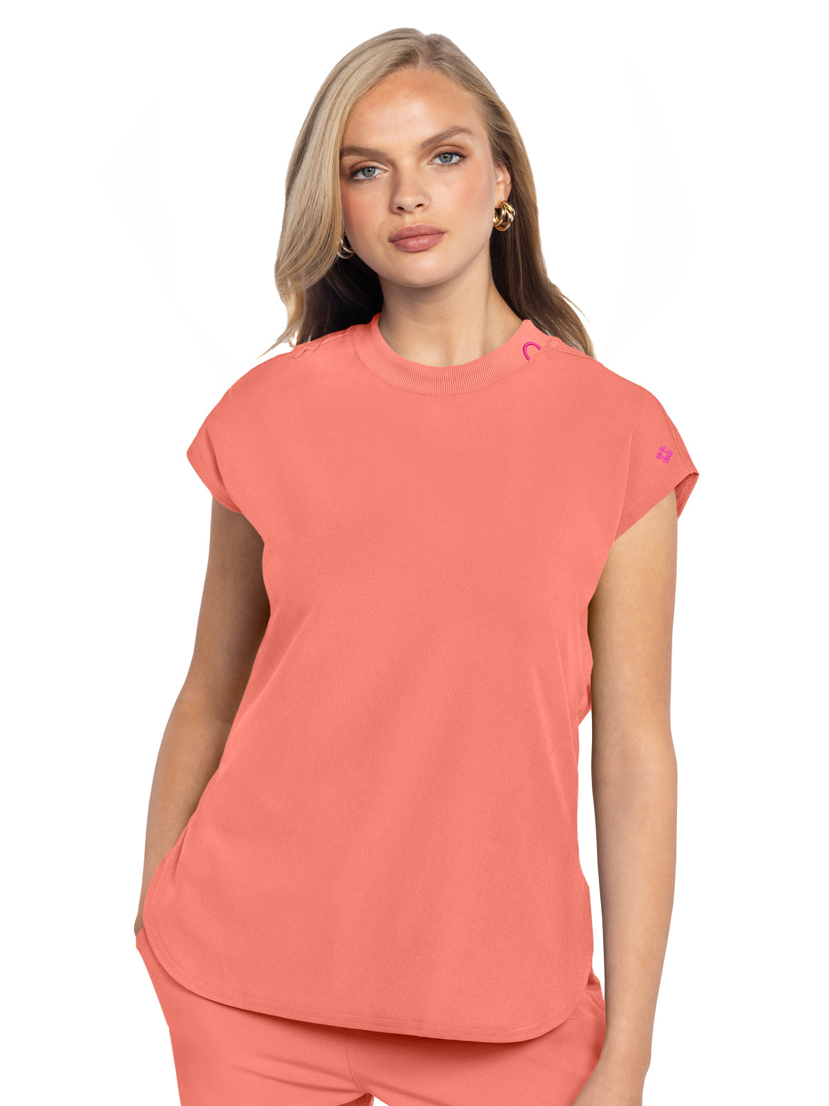 Women's 2-Pocket Tuckable Scrub Top - 703 - Coral Fusion