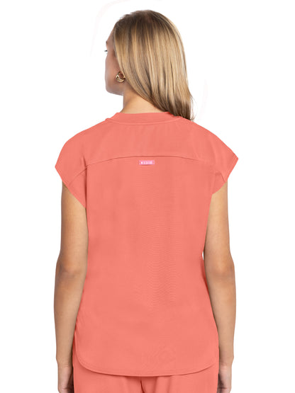 Women's 2-Pocket Tuckable Scrub Top - 703 - Coral Fusion