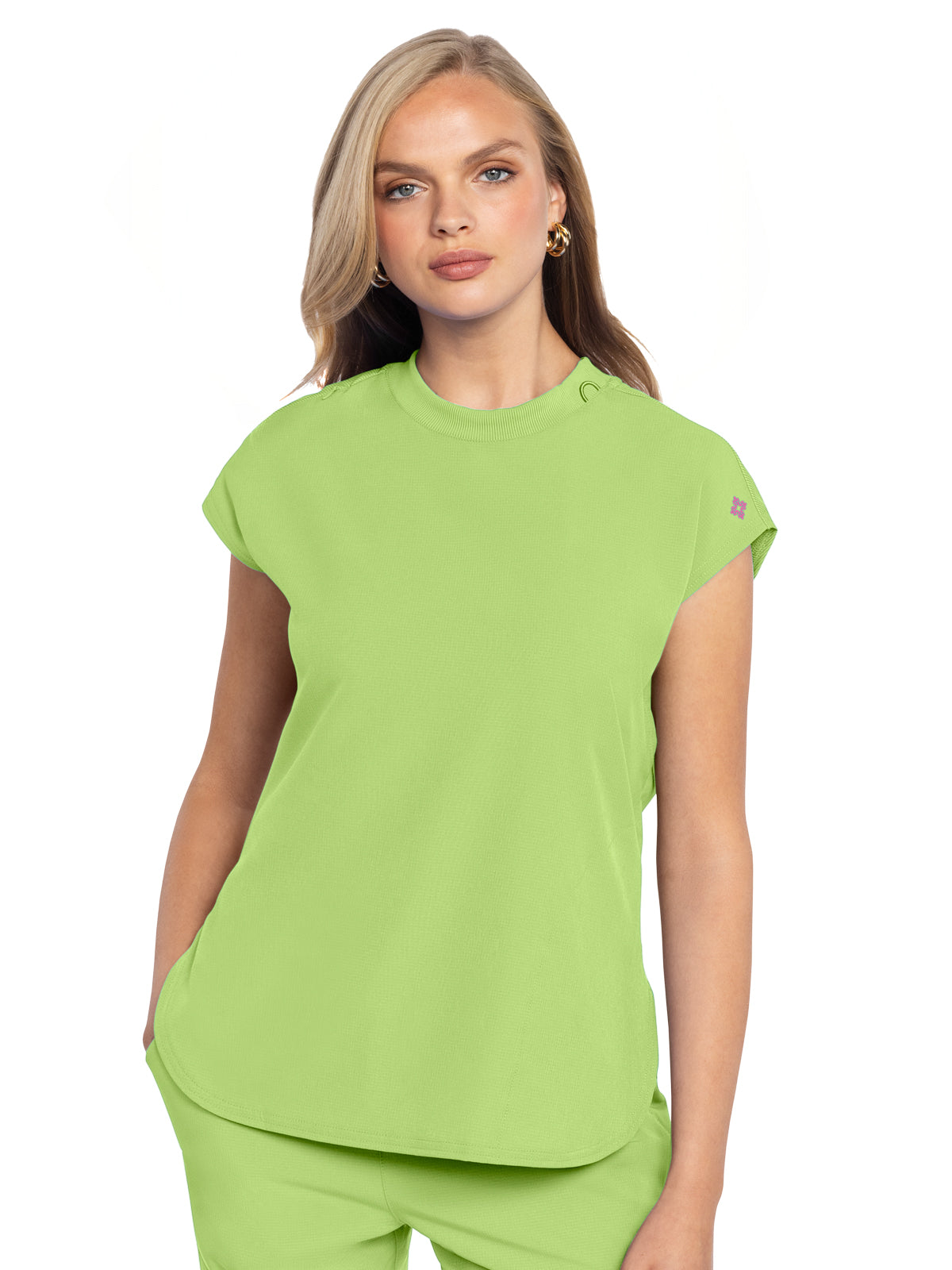 Women's 2-Pocket Tuckable Scrub Top - 703 - Cyber Lime