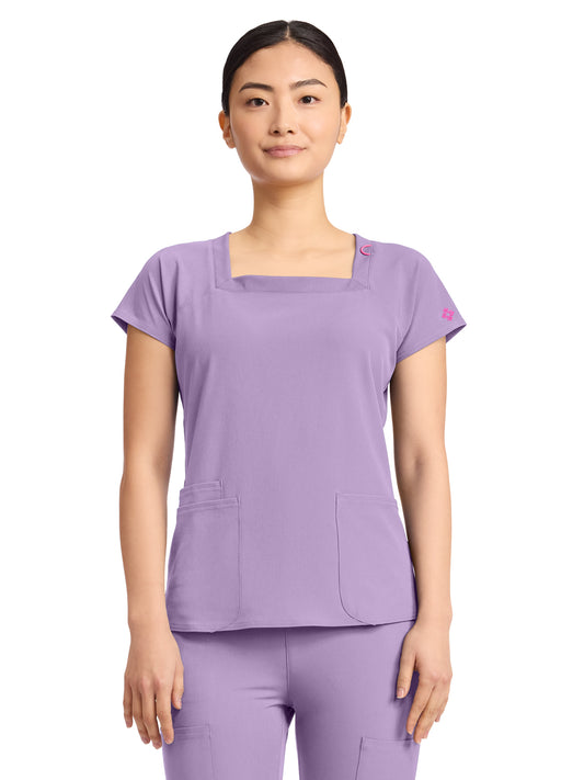 Women's 3-Pocket Square Neck Scrub Top - 704 - Digital Lavender