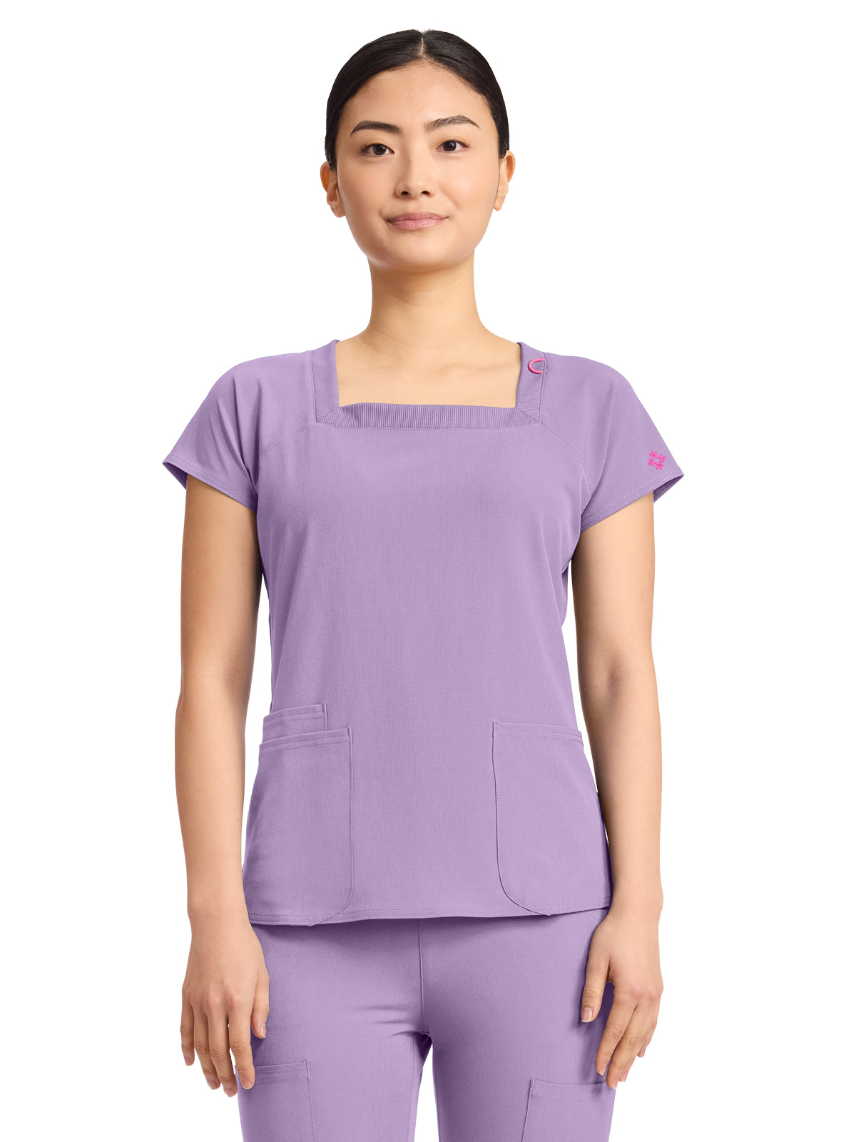Women's 3-Pocket Square Neck Scrub Top - 704 - Digital Lavender