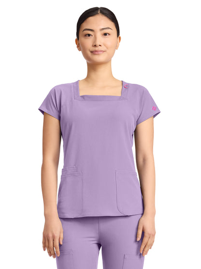 Women's 3-Pocket Square Neck Scrub Top - 704 - Digital Lavender