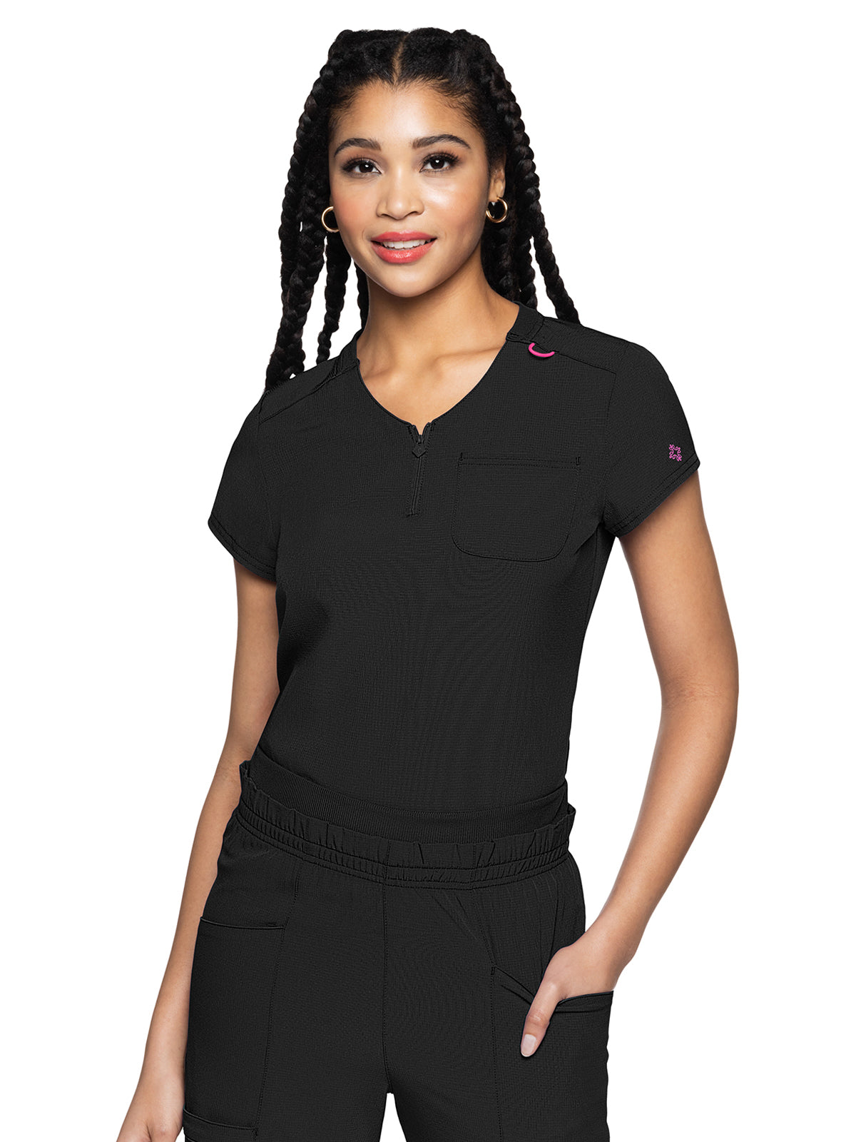 Women's 1-Pocket V-Neck Scrub Top - 705 - Black