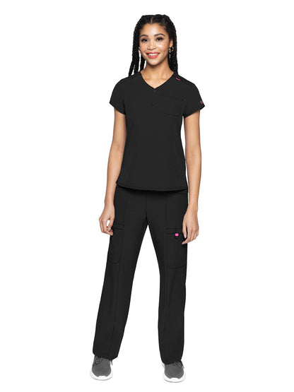 Women's 1-Pocket V-Neck Scrub Top - 705 - Black