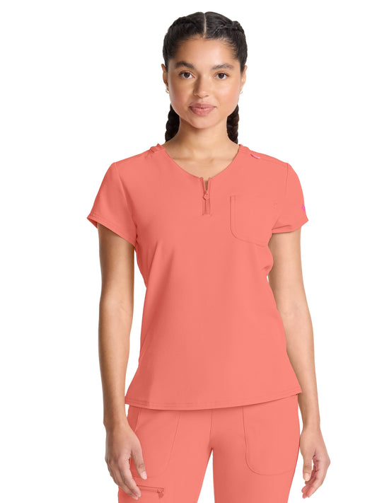 Women's 1-Pocket V-Neck Scrub Top - 705 - Coral Fusion