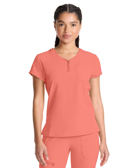 Women's 1-Pocket V-Neck Top - 705 - Coral Fusion