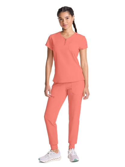 Women's 1-Pocket V-Neck Top - 705 - Coral Fusion