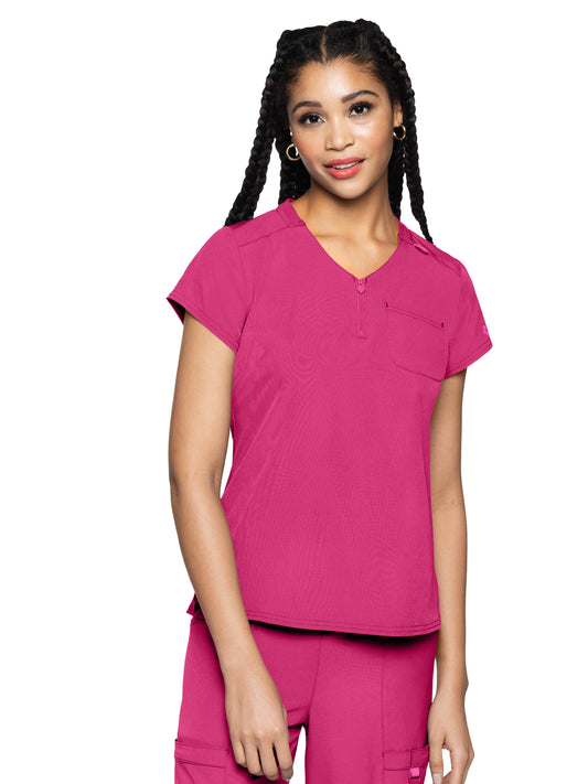 Women's 1-Pocket V-Neck Scrub Top - 705 - Pink Power