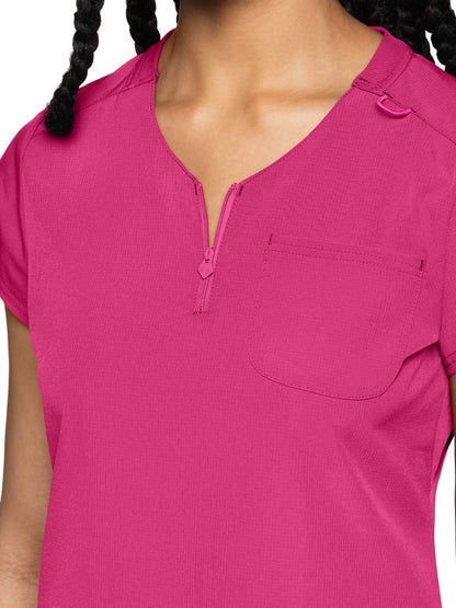 Women's 1-Pocket V-Neck Scrub Top - 705 - Pink Power