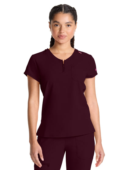Women's 1-Pocket V-Neck Top - 705 - Wine
