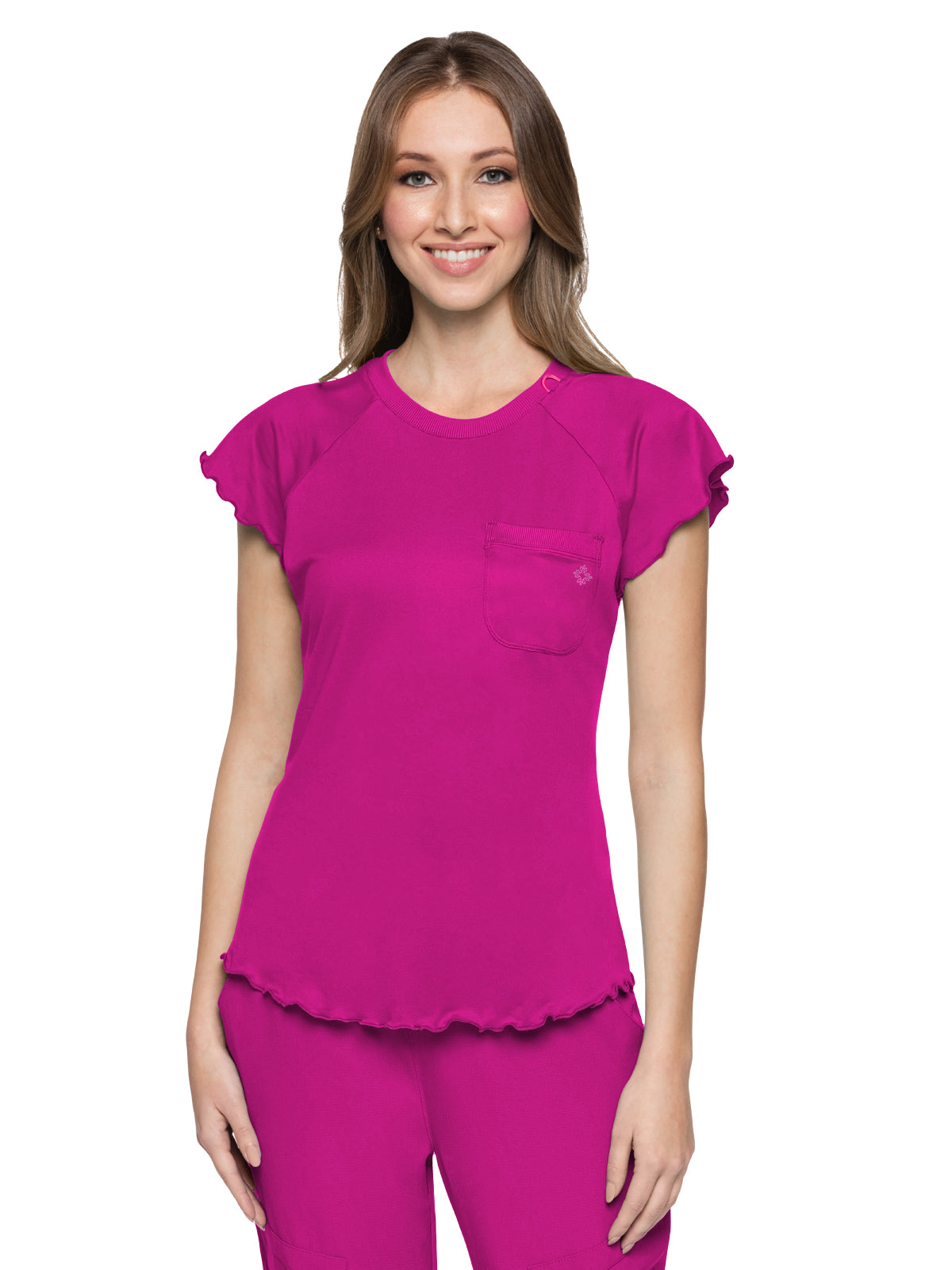 Women's 1-Pocket Lettuce-Edged Top - 706 - Amp Pink