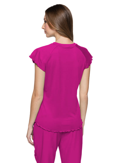 Women's 1-Pocket Lettuce-Edged Top - 706 - Amp Pink