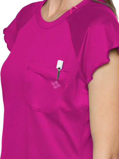 Women's 1-Pocket Lettuce-Edged Top - 706 - Amp Pink