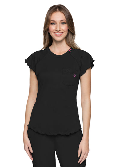 Women's 1-Pocket Lettuce-Edged Top - 706 - Black