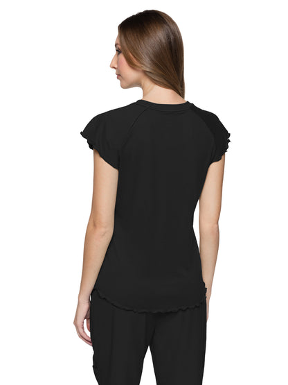 Women's 1-Pocket Lettuce-Edged Top - 706 - Black