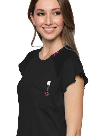 Women's 1-Pocket Lettuce-Edged Top - 706 - Black