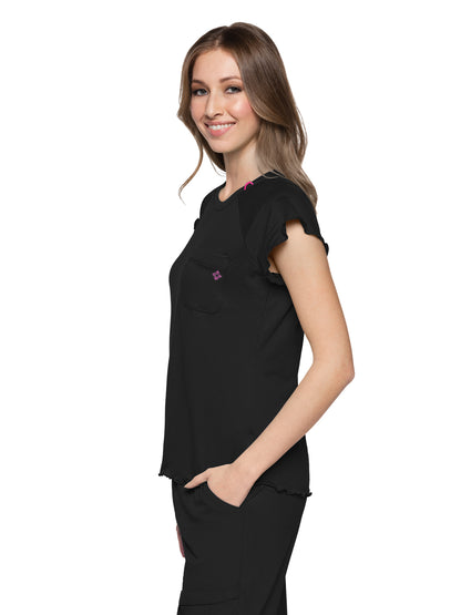 Women's 1-Pocket Lettuce-Edged Top - 706 - Black