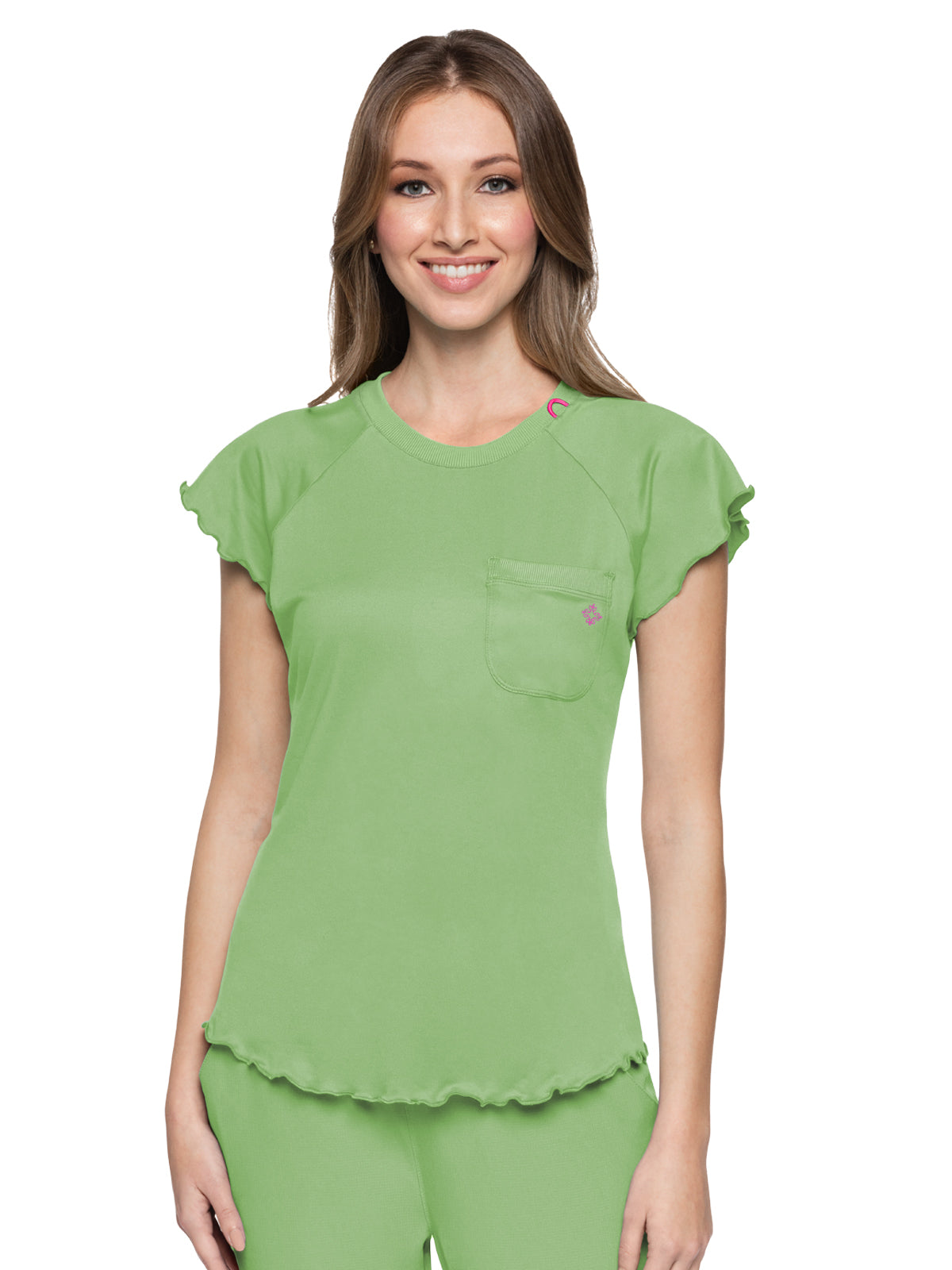 Women's 1-Pocket Lettuce-Edged Top - 706 - Cyber Lime