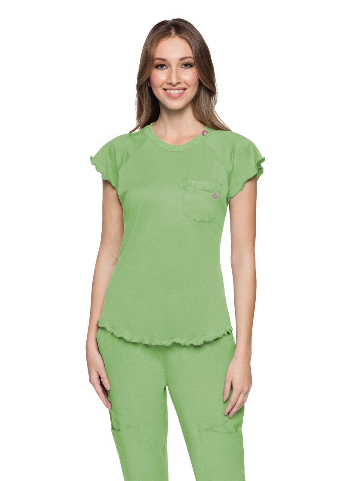 Women's 1-Pocket Lettuce-Edged Top - 706 - Cyber Lime