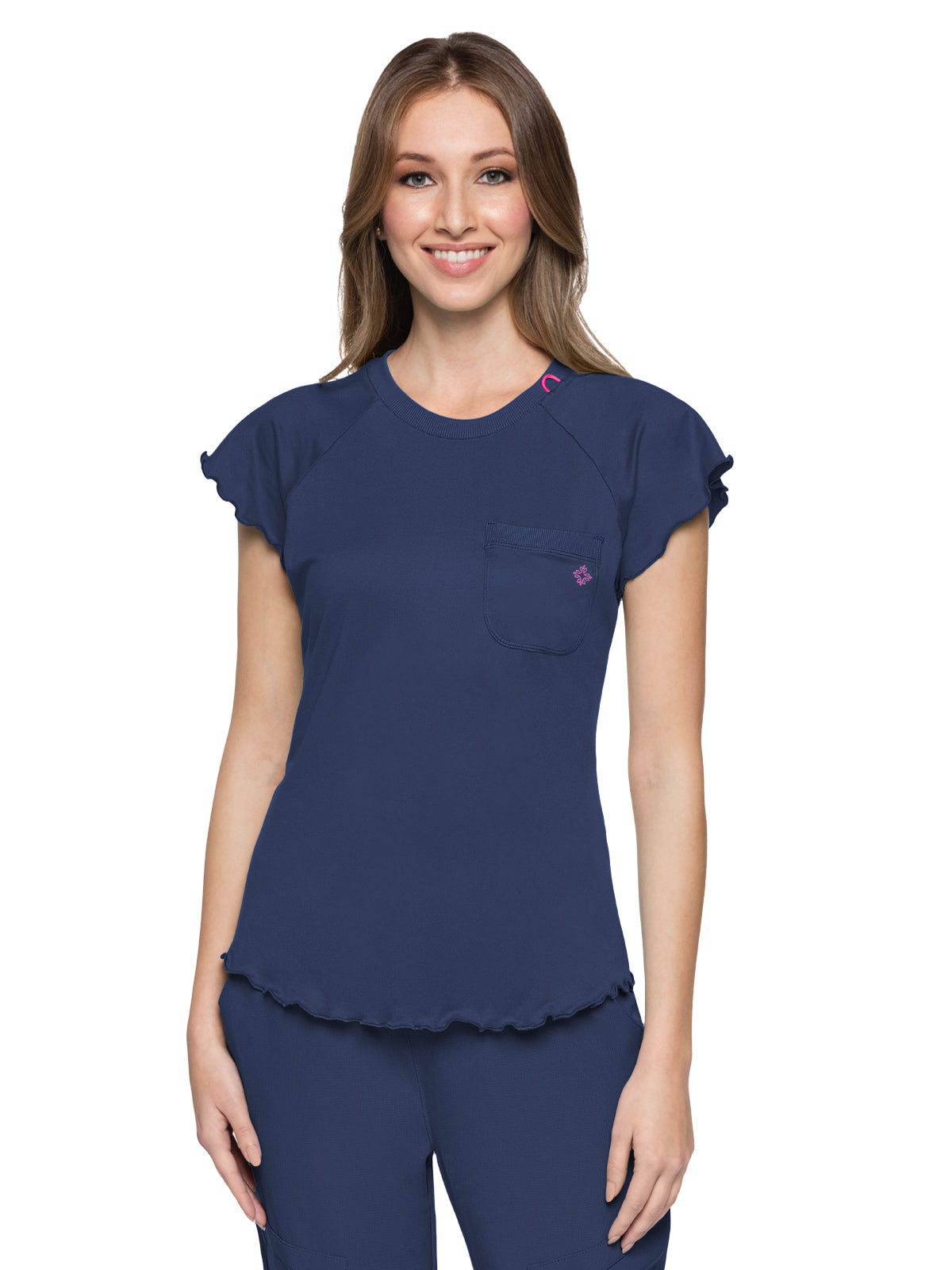 Women's 1-Pocket Lettuce-Edged Top - 706 - Navy